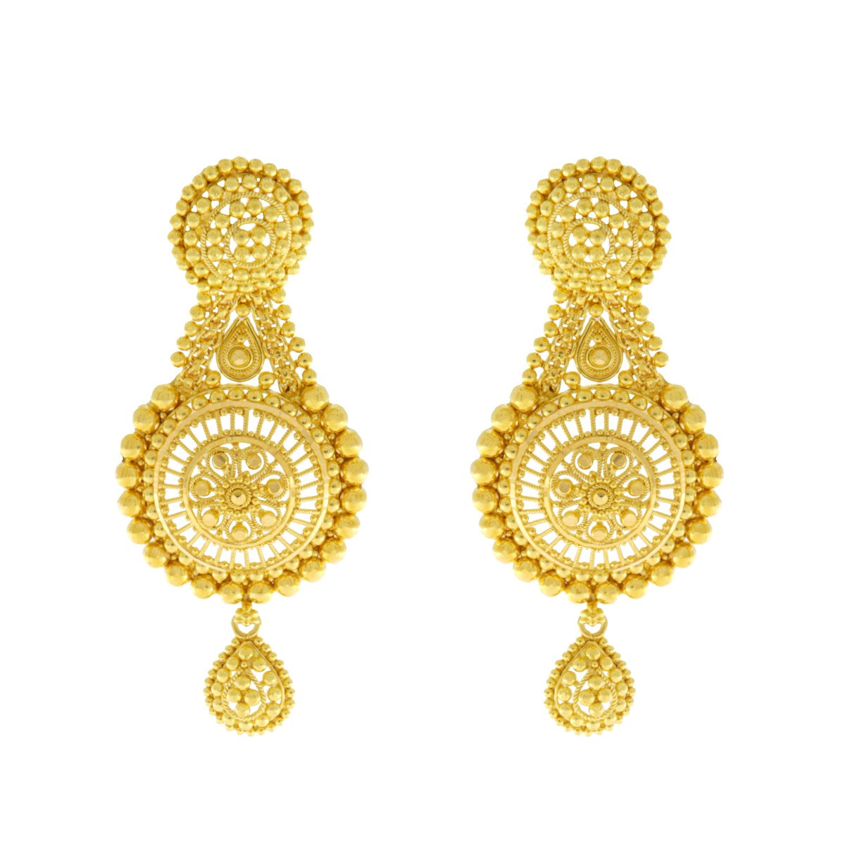 22ct Gold Filigree Earrings - A120968