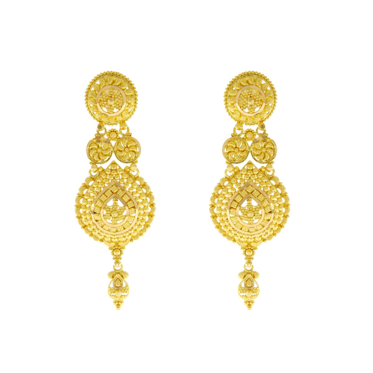 22ct Gold Filigree Drop Earrings - A120970