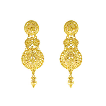 22ct Gold Filigree Drop Earrings - A120970
