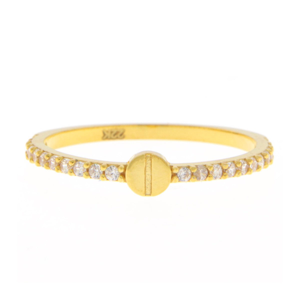 22ct Gold CZ Screw Motif Ring - A121027
