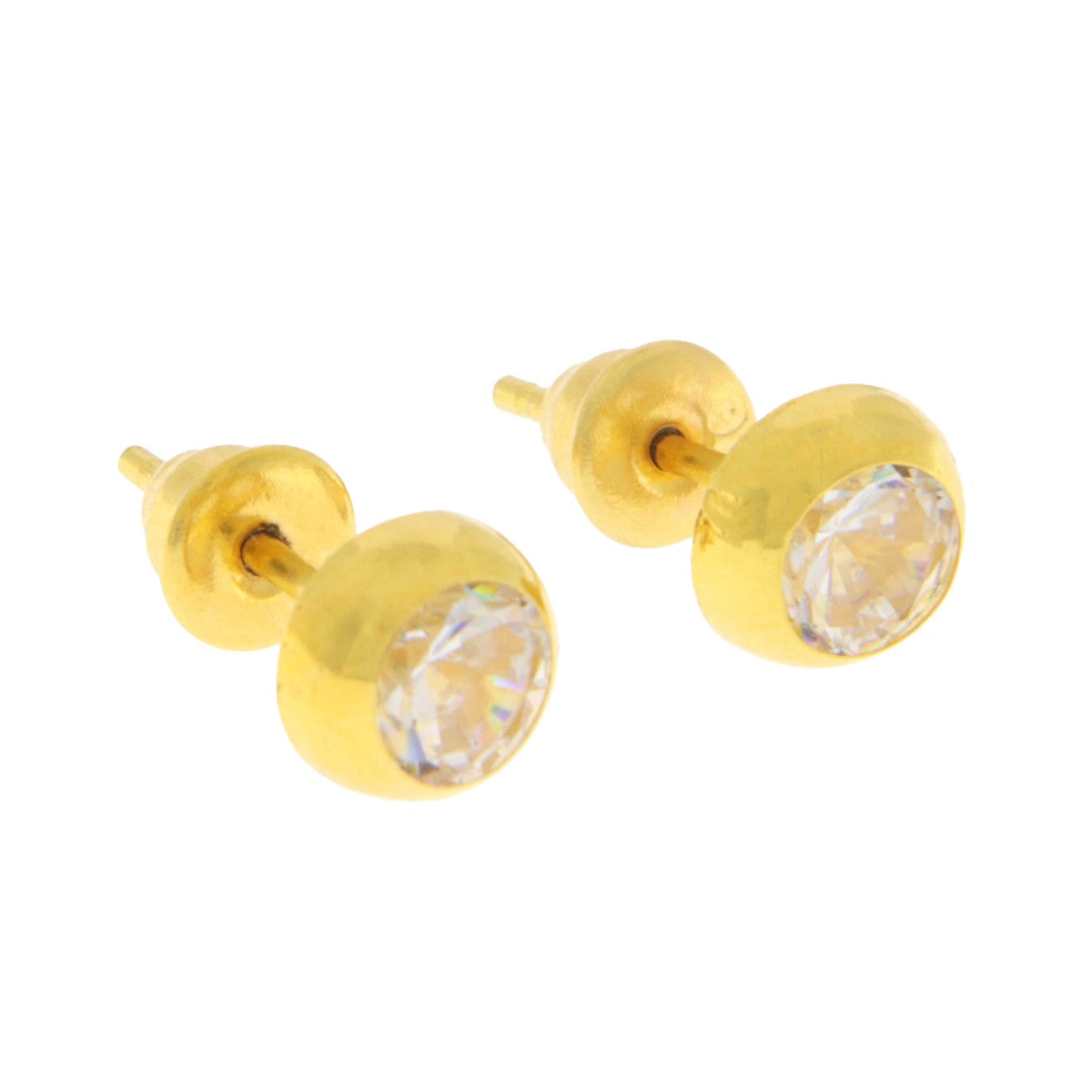 22ct Gold Classic Bezel Stud Earrings - A121053