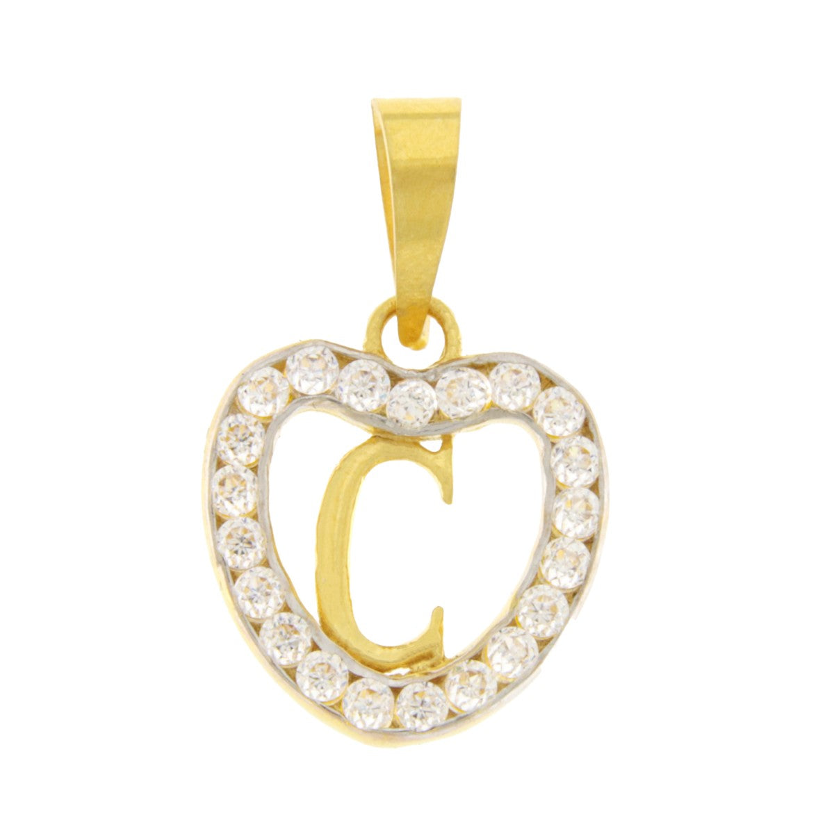 22ct Gold Heart C Pendant - PB21070