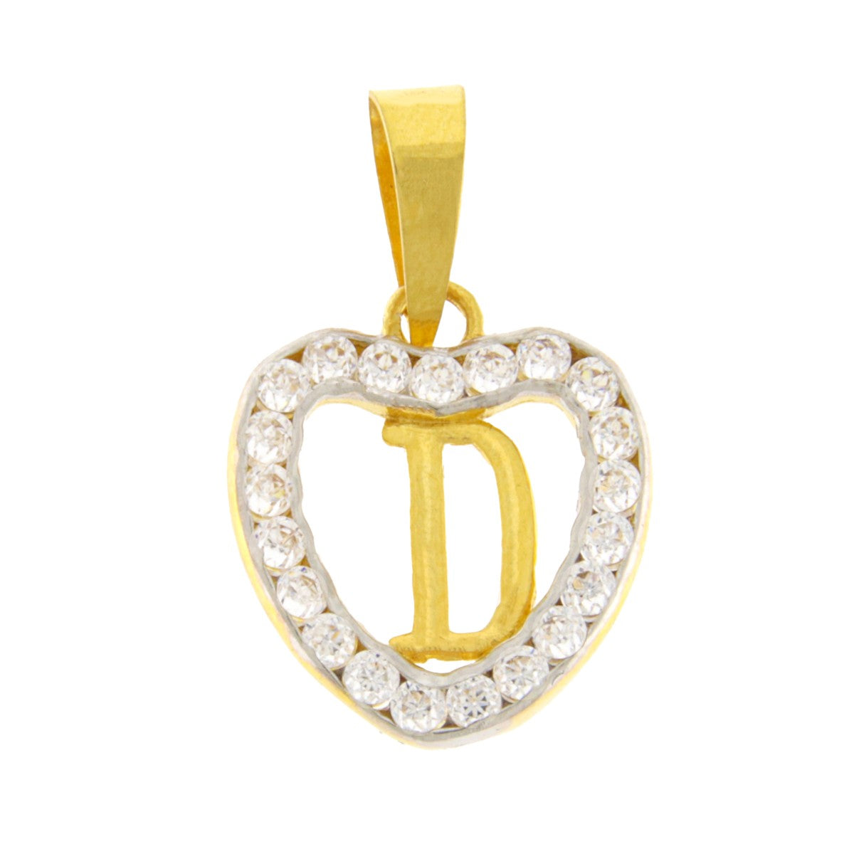 22ct Gold Heart D Pendant - PB21079