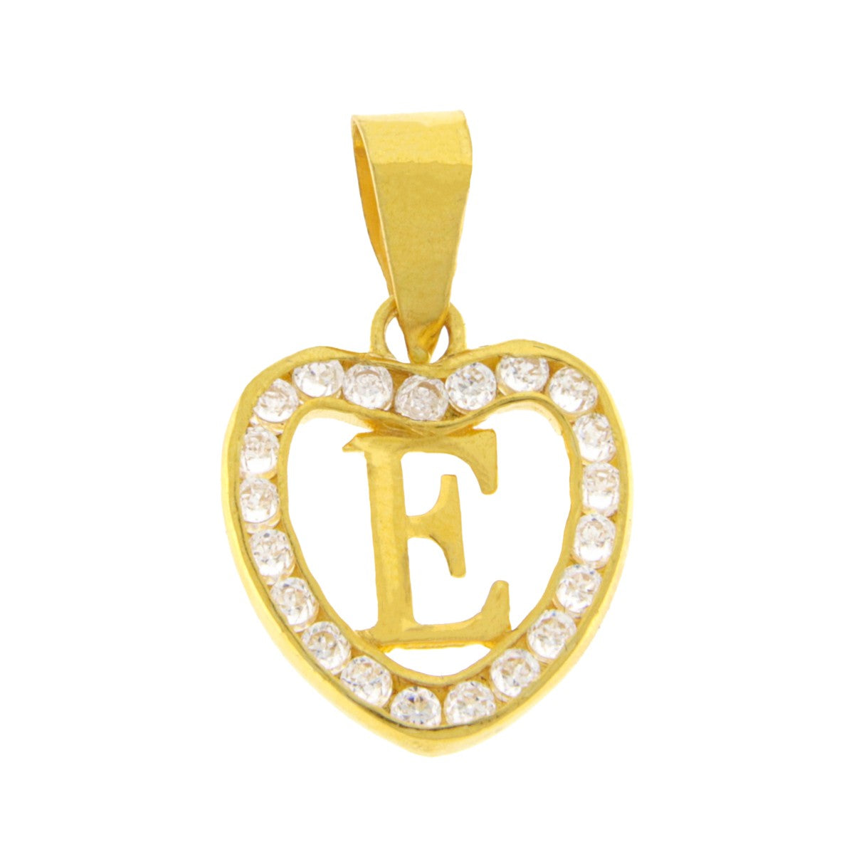 22ct Gold Heart E Pendant - PB21084