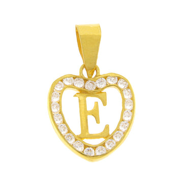 22ct Gold Heart E Pendant - PB21084