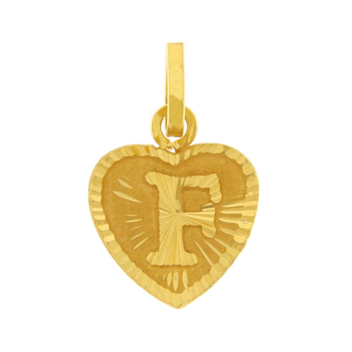 22ct Gold Heart F Pendant - PB21086