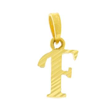 22ct Gold Textured F Pendant - PB21089