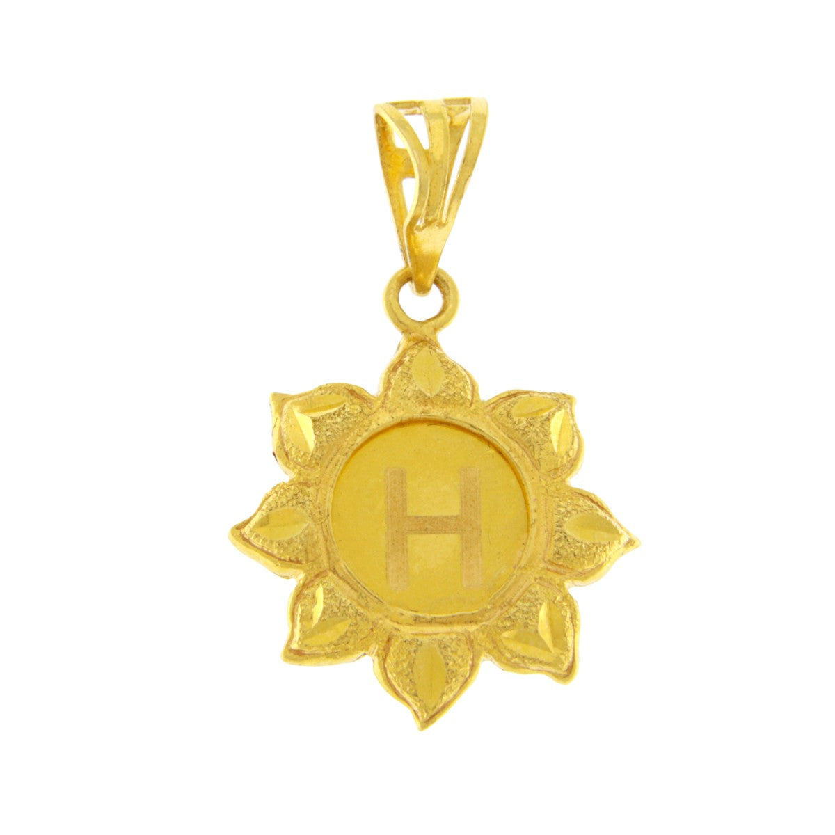 22ct Gold Sunburst H Pendant - PB21092