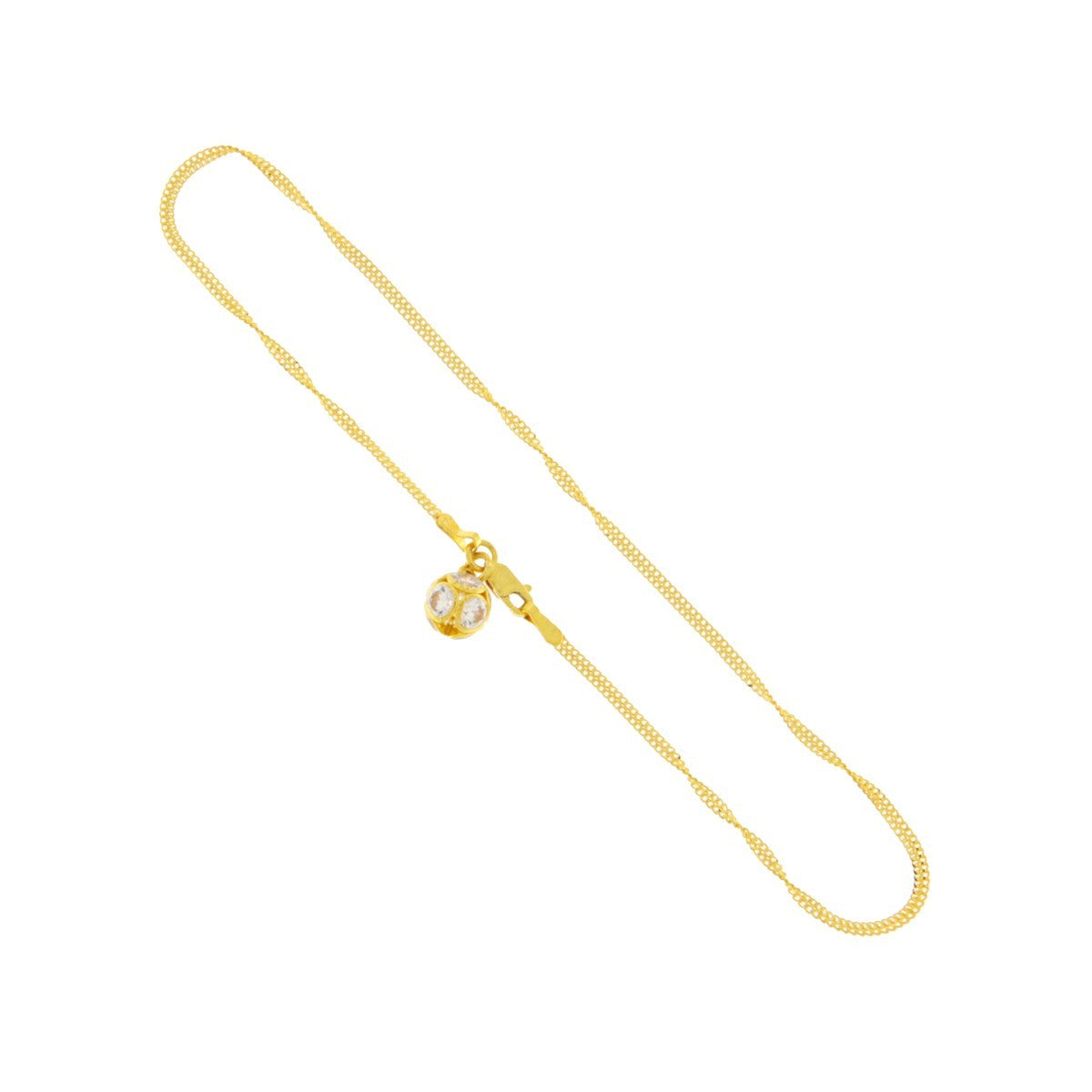 22ct Gold Twisted Anklet CZ Charm (Single) - PB21098