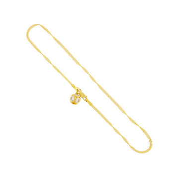 22ct Gold Twisted Anklet CZ Charm (Single) - PB21098