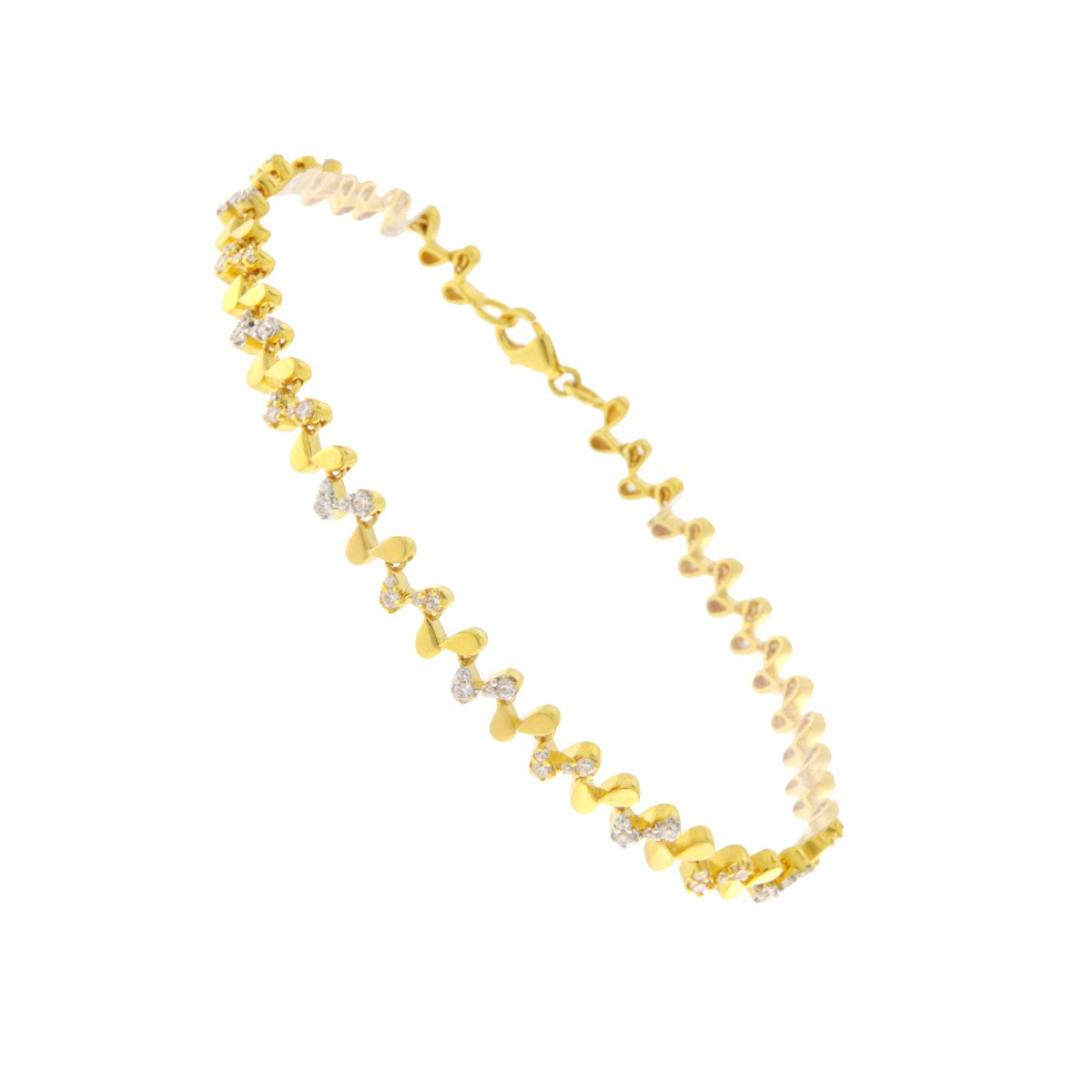 22ct Gold CZ Heart Link Bracelet - PB21112