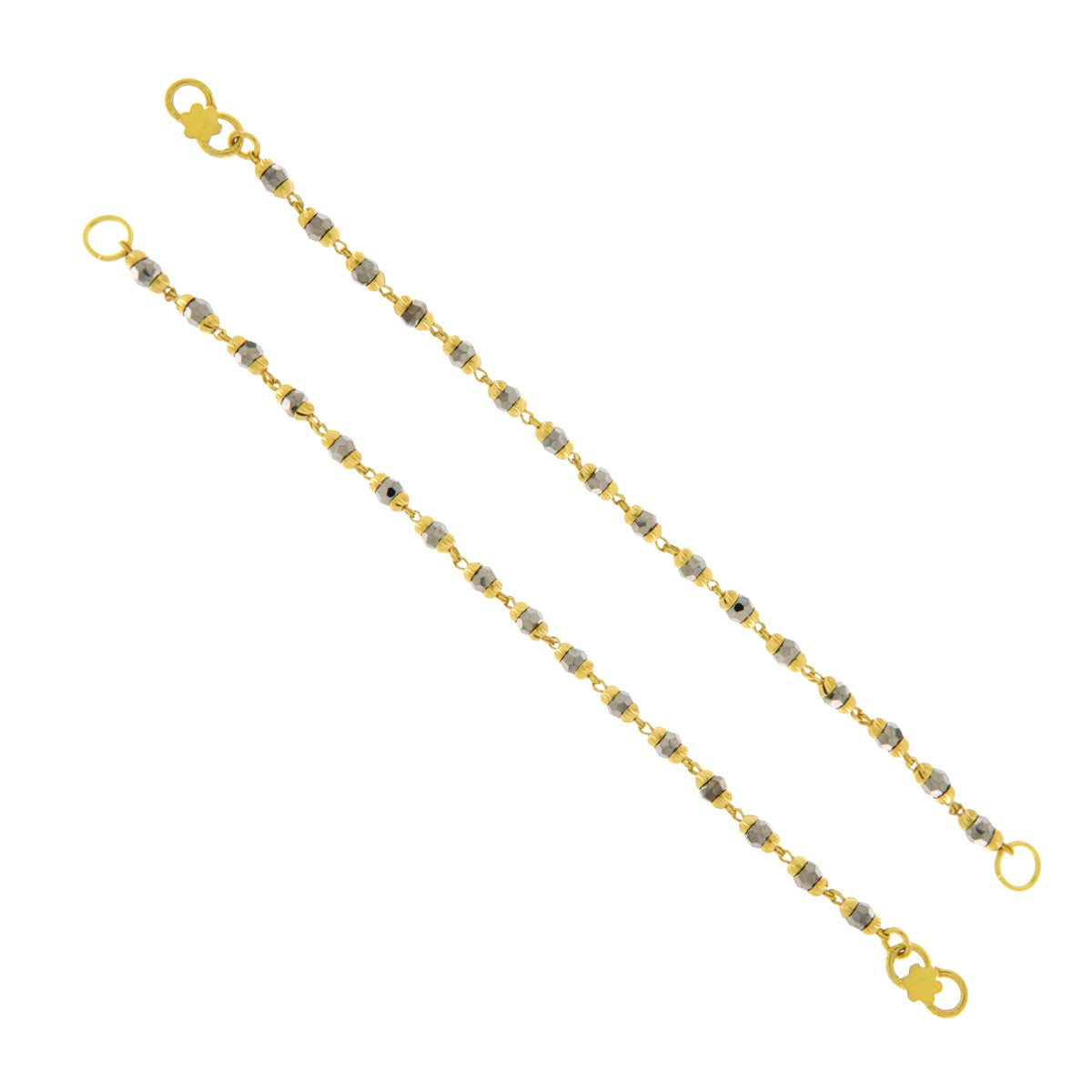 22ct Gold Two-Tone Beaded Kids Bracelets (Pair) - PB21113
