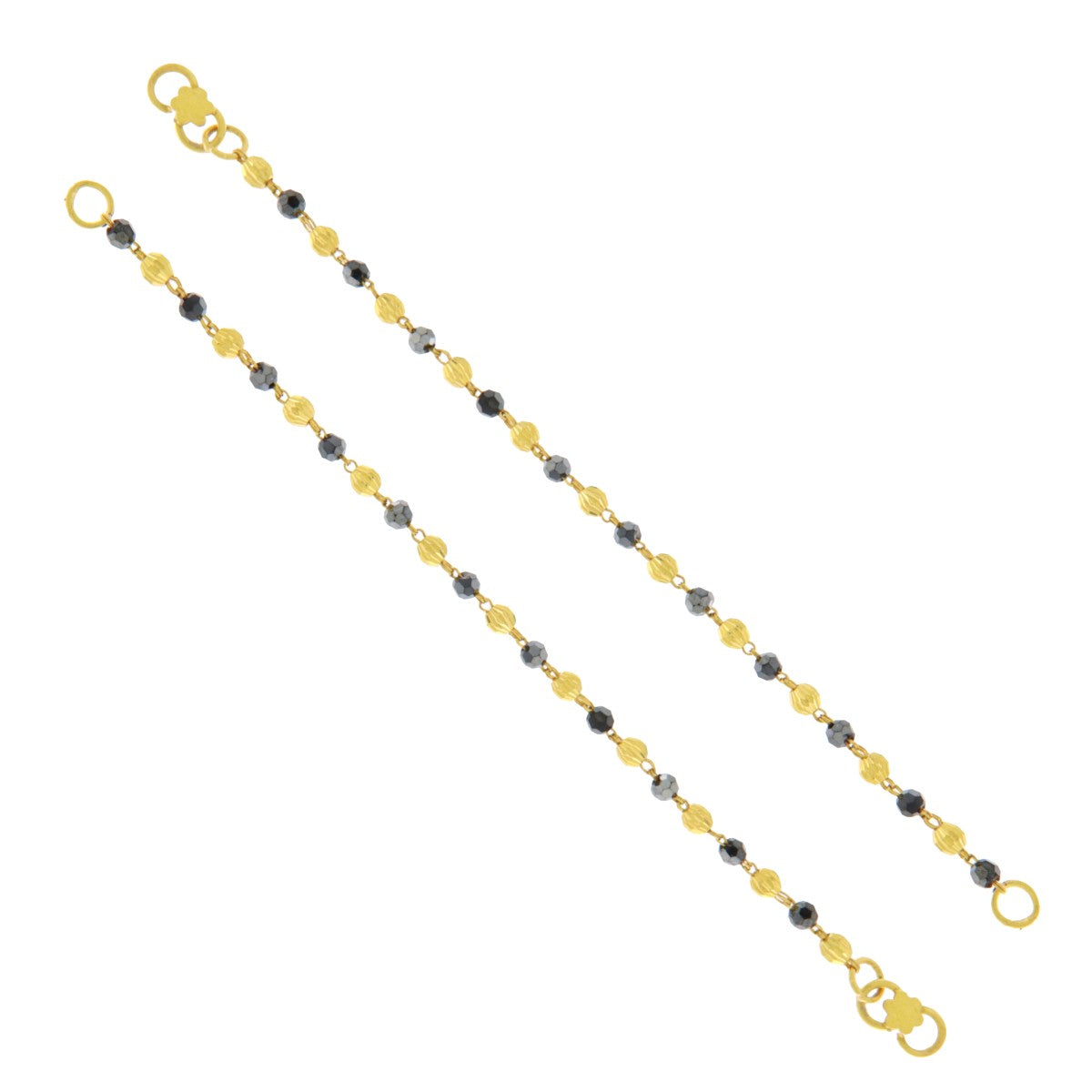22ct Gold Black & Gold Beaded Kids Bracelets (Pair) - PB21114