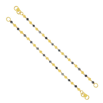 22ct Gold Black & Gold Beaded Kids Bracelets (Pair) - PB21114