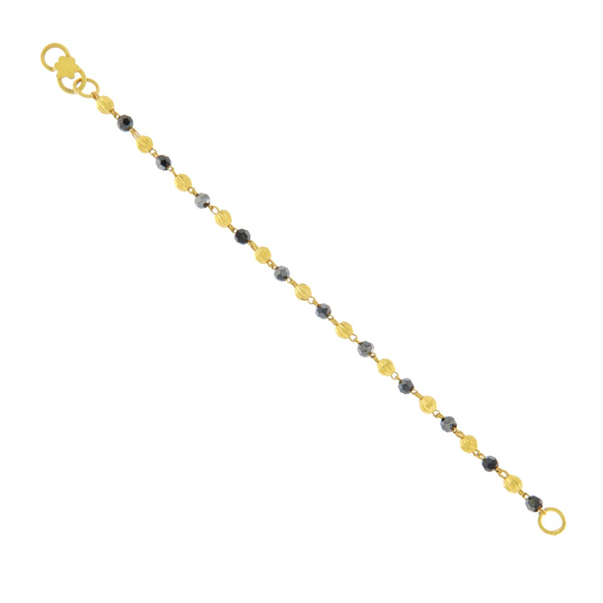 22ct Gold Black & Gold Beaded Kids Bracelet (Single) - PB21120
