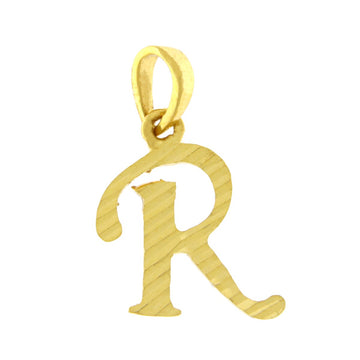 22ct Gold Striped R Pendant - PB21130