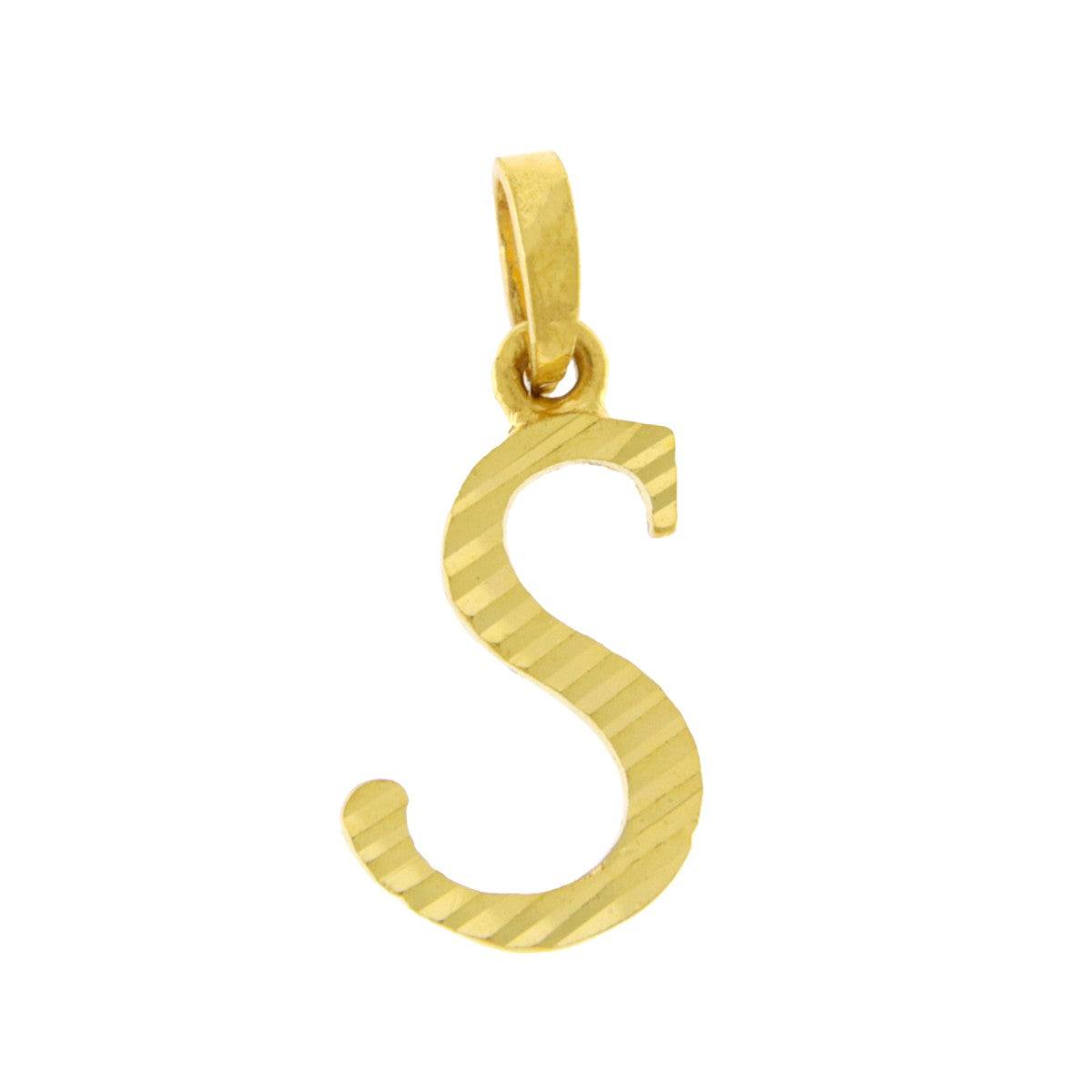 22ct Gold Striped S Pendant - PB21134