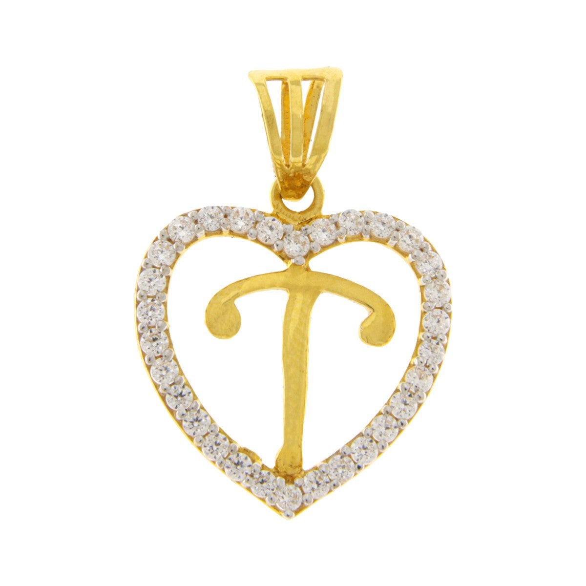 22ct Gold Heart T Pendant - PB21135