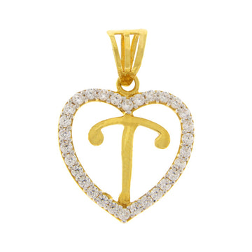 22ct Gold Heart T Pendant - PB21135