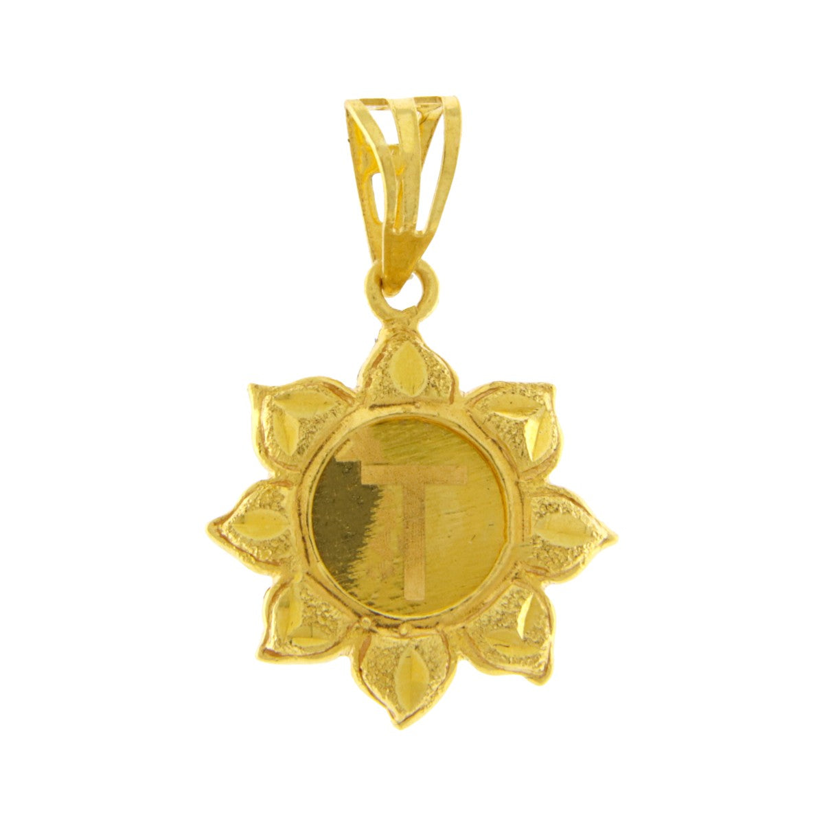 22ct Gold Sunburst T Pendant - PB21136