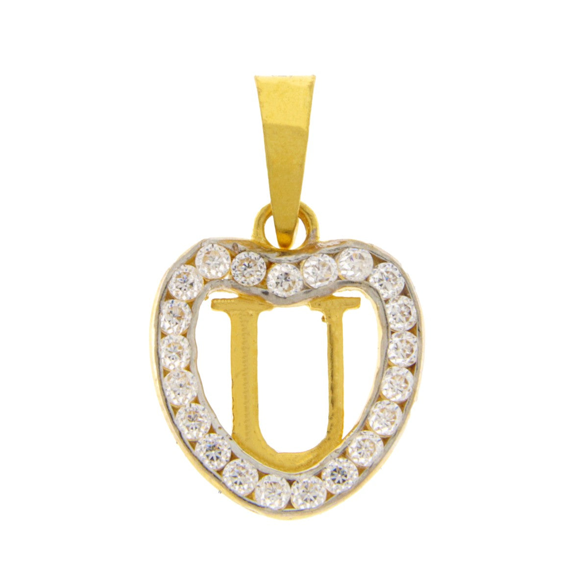 22ct Gold Heart U Pendant - PB21137