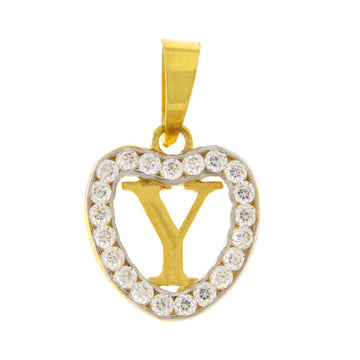 22ct Gold Heart Y Pendant - PB21141