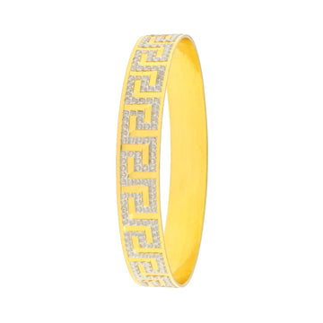 22ct Gold Kara with Rhodium Greek Key Design - A121189