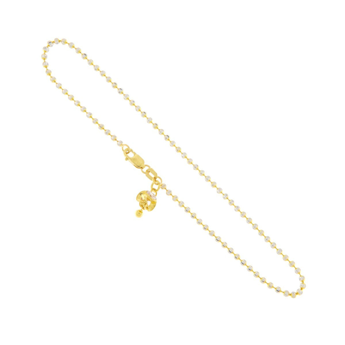 22ct Gold Chain Anklet with CZ Ball Charm (Single) - PB21226