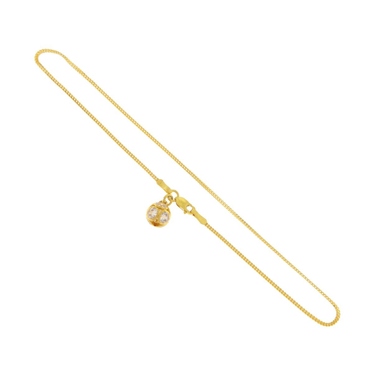 22ct Gold Anklet with CZ Ball Charm (Single) - PB21227