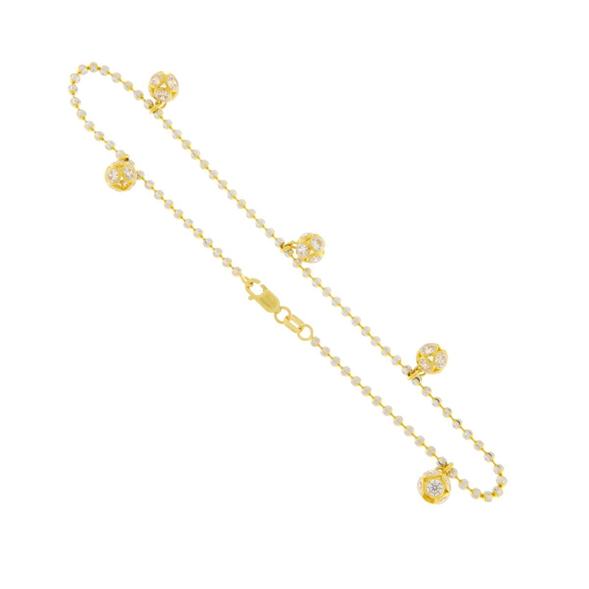 22ct Gold CZ Ball Drop Anklet (Single) - PB21229