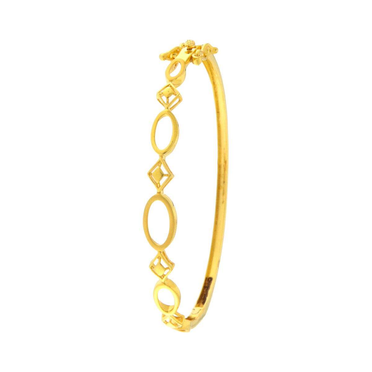 22ct Gold Geometric Patterned Bangle (Openable) - PB21234