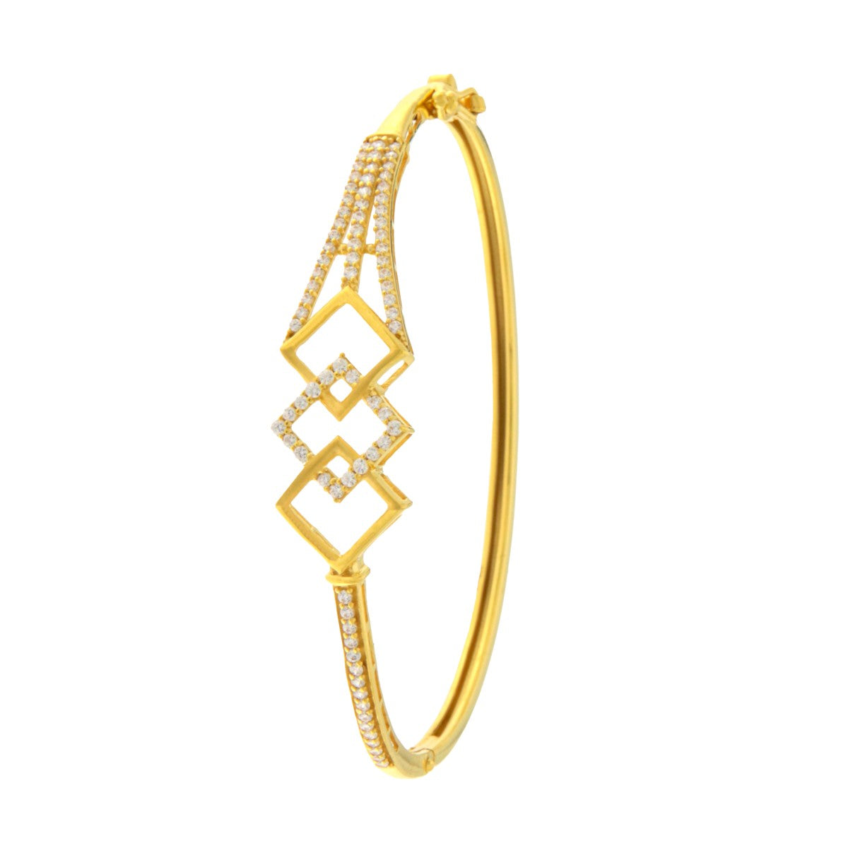 22ct Gold CZ Geometric Bangle (Openable) - PB21235