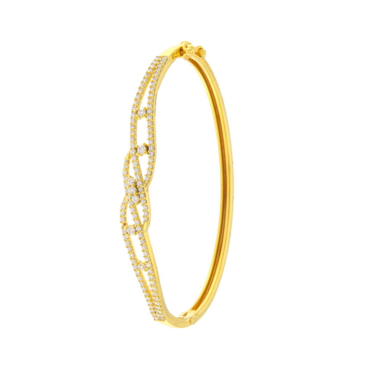 22ct Gold CZ Twist Pattern Bangle (Openable) - PB21236