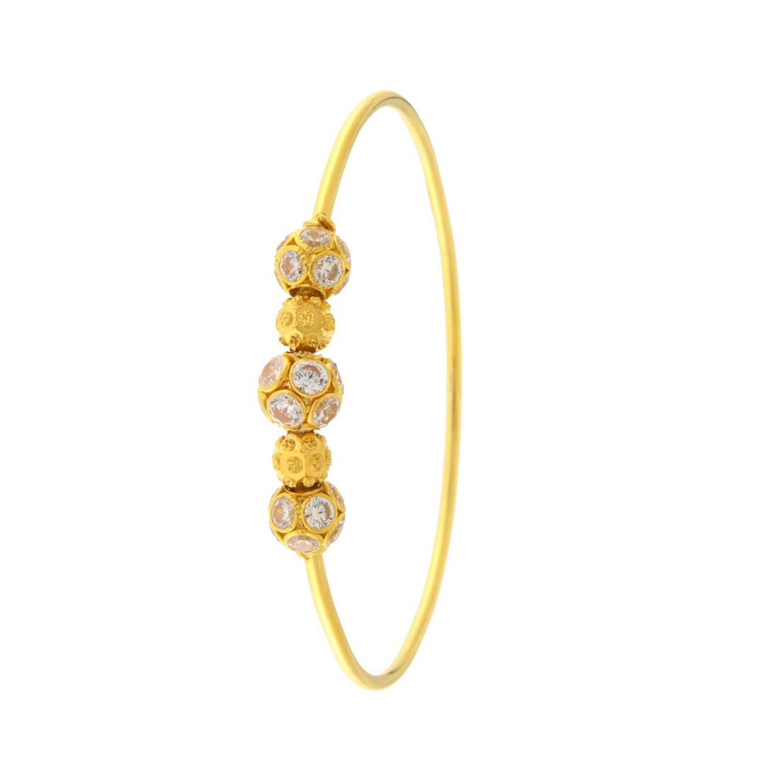 22ct Yellow Gold Textured Bead Bangle - Prestige Stones