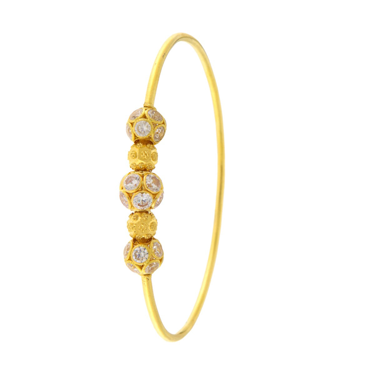 22ct Gold Textured Bead Bangle - PB21241