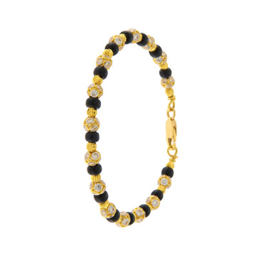 22ct Gold Black and CZ Beaded Detailing Bangle (Openable) - PB21245