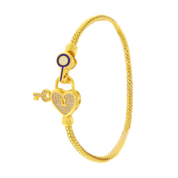 22ct Gold Heart Lock & Key Bangle (Openable) - PB21246