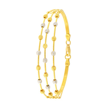 22ct Gold Three Line Textured Ball Bangle (Openable) - PB21248