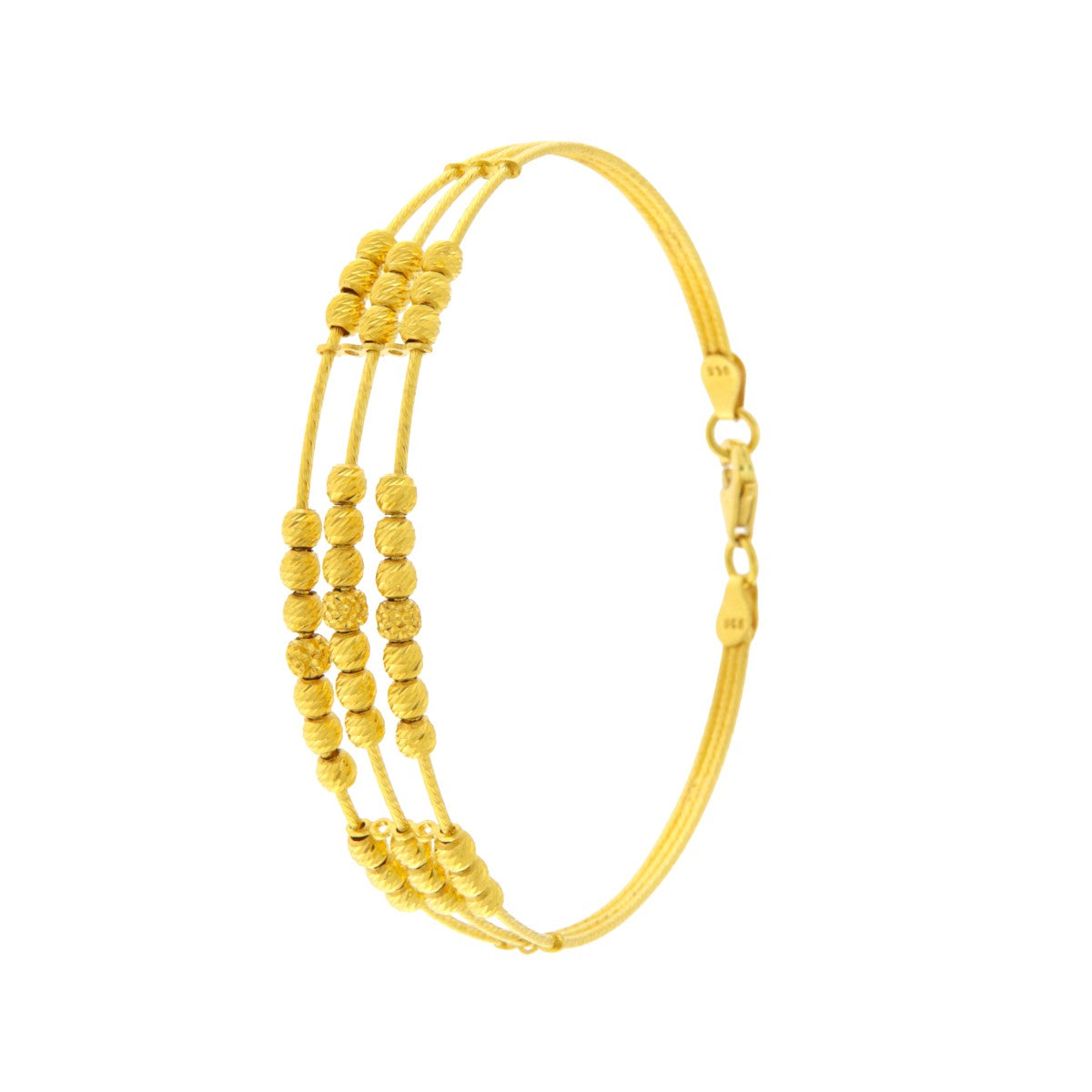 22ct Gold Triple Strand Textured Ball Bangle (Openable) - PB21249