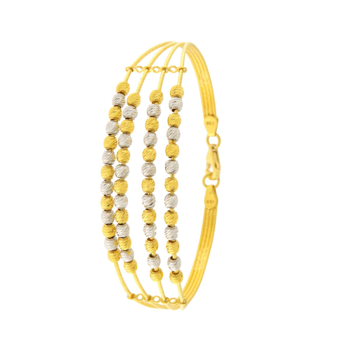 22ct Gold Dual Tone Multi Strand Beaded Bangle (Openable) - PB21251