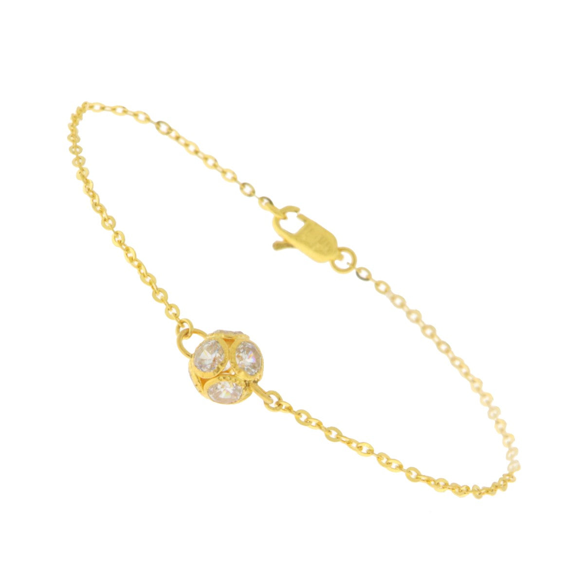 22ct Gold CZ Ball Charm Bracelet - A121296