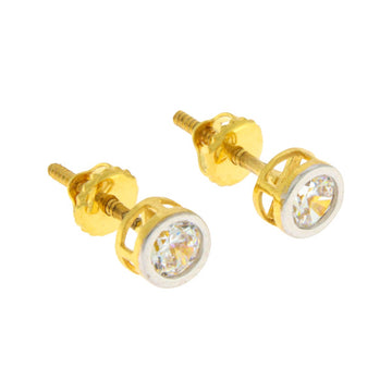 22ct Gold Bezel Set CZ Stud Earrings - A121309