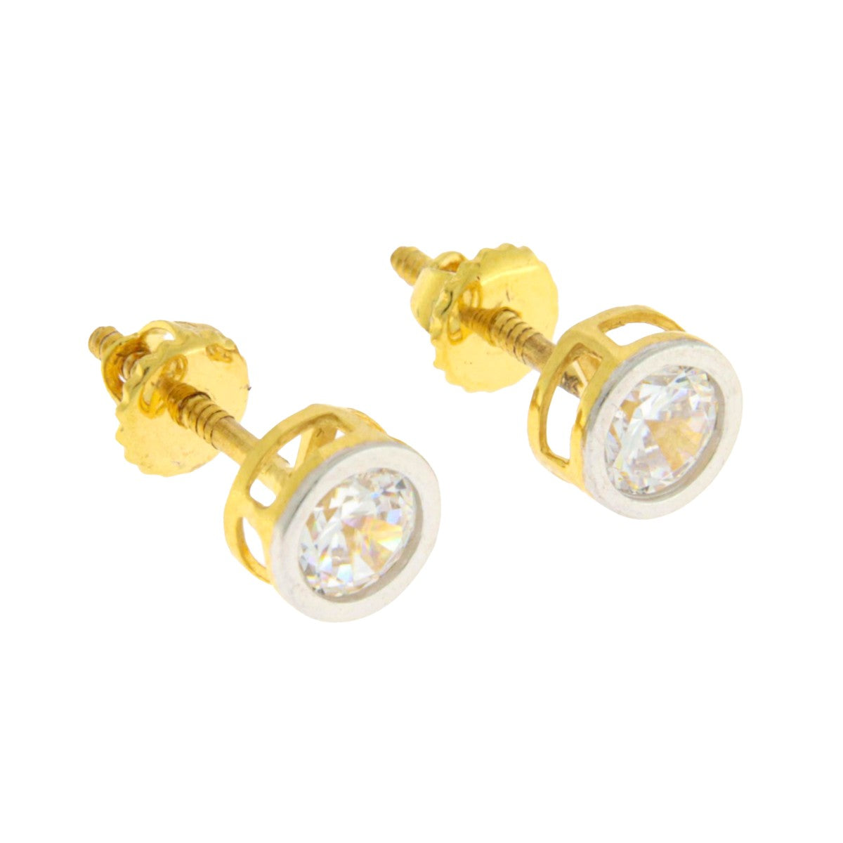 22ct Gold Bezel Set CZ Stud Earrings - A121311
