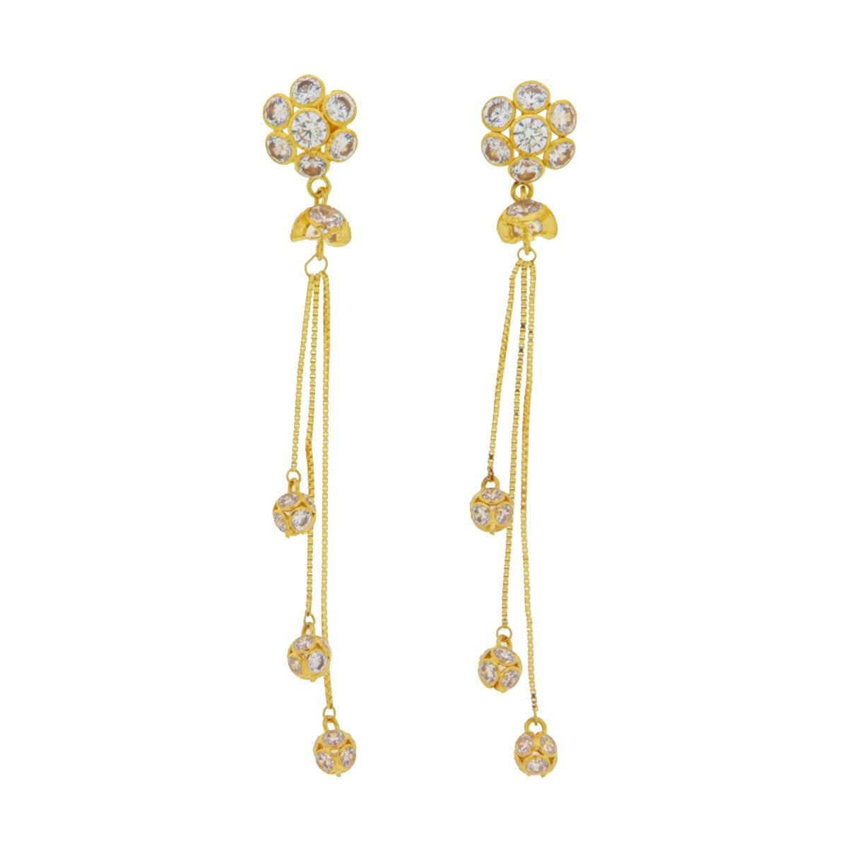 22ct Gold Long Drop Earrings - A121328