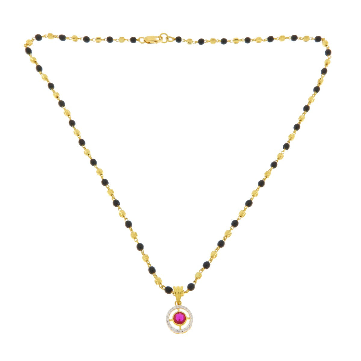 22ct Gold Mangalsutra with CZ Halo Pendant - PB21366