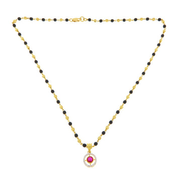 22ct Gold Mangalsutra with CZ Halo Pendant - PB21366