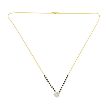 22ct Gold Solitaire CZ Mangalsutra with Black Bead Chain - PB21367