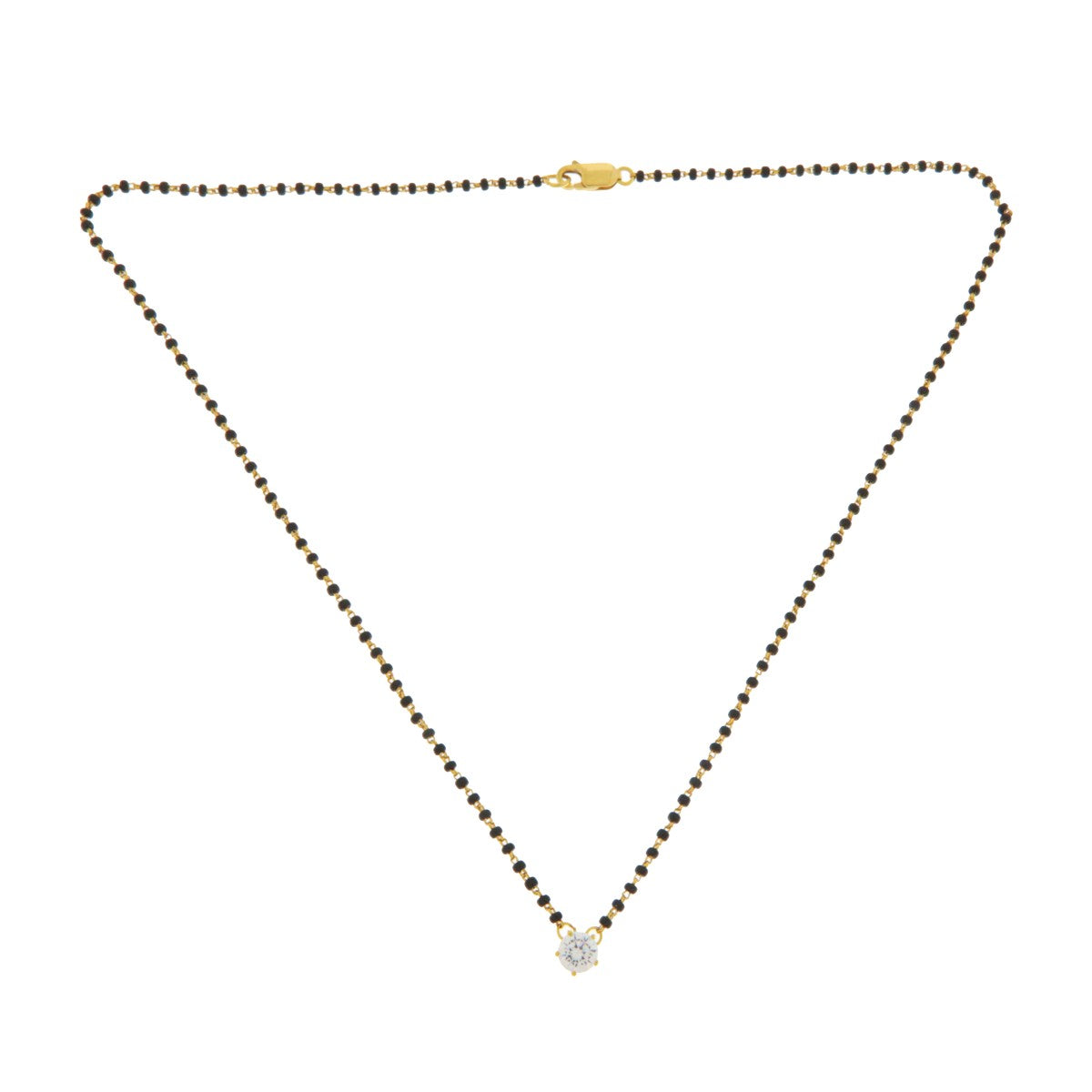 22ct Gold Mangalsutra with Solitaire CZ Pendant - PB21368