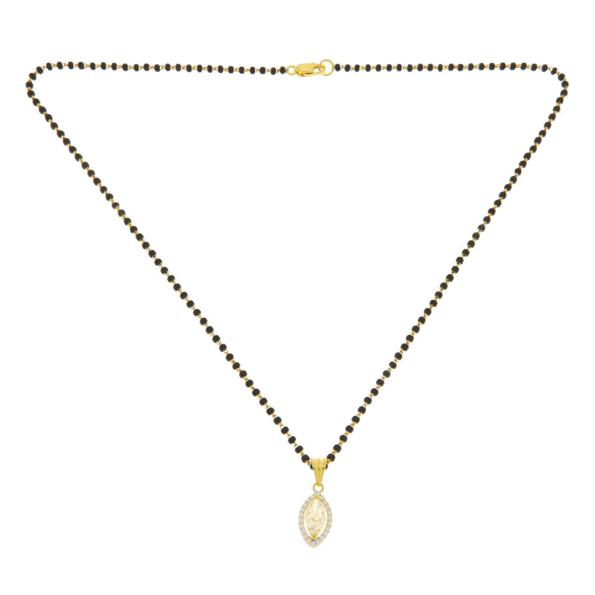22ct Gold Mangalsutra with Marquise CZ Pendant - PB21369
