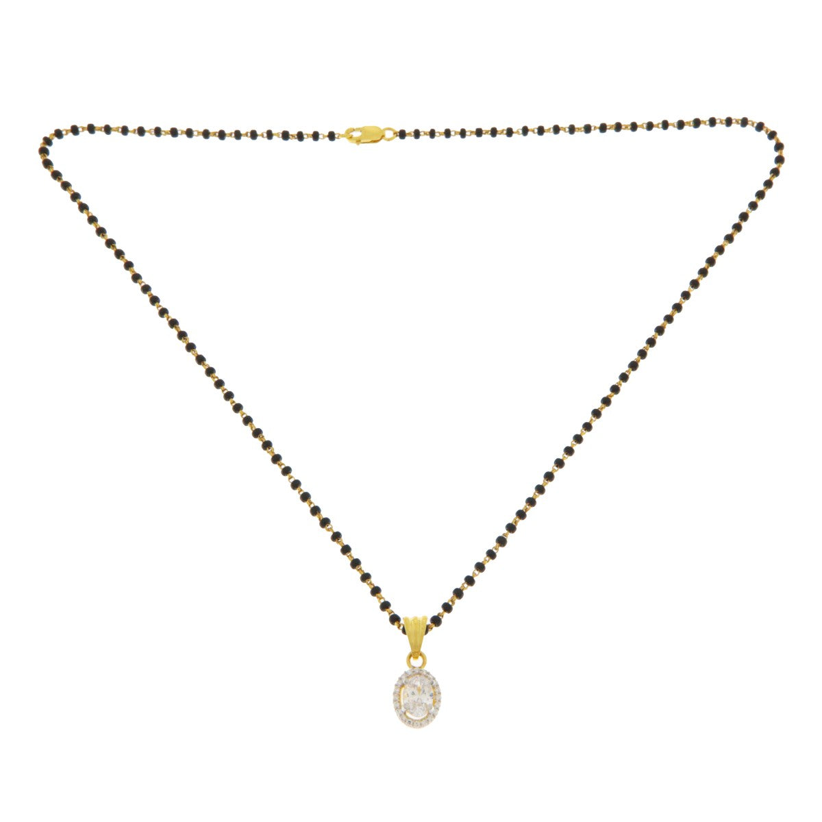 22ct Gold Oval CZ Pendant Mangalsutra - PB21370